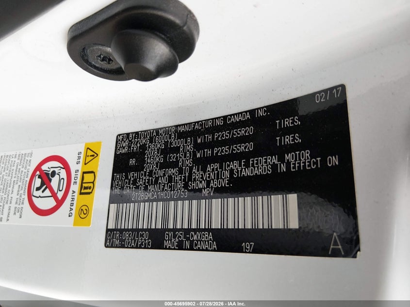 2017 Lexus Rx VIN 2T2BGMCA1HC012753 IAAI salvage auction — FRONT END, Salvage (Illinois), sold $12,400 on 2026-09-11 (photo 9)