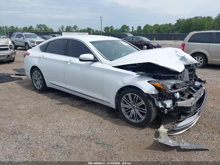 2018 Genesis G80 VIN KMHGN4JE3JU285106 IAAI salvage auction — FRONT END, Salvage Title, sold $1,025 on 2026-10-03 (photo 1)