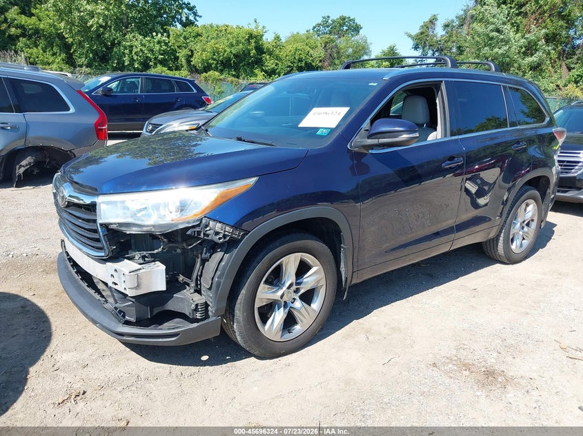 2014 Toyota Highlander VIN 5TDDKRFH8ES031899 IAAI salvage auction — FRONT END, Salvage - Greater Than 75% (Maryland), sold $7,600 on 2026-08-01 (photo 2)