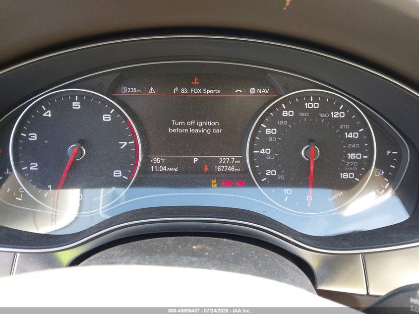 2013 Audi A6 VIN WAUGGAFC2DN004865 IAAI salvage auction — NORMAL WEAR, Clear (Florida), sold $875 on 2026-08-23 (photo 7)