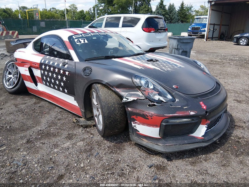 2016 Porsche Cayman VIN WP0ZZZ98ZGK199705 IAAI salvage auction — RIGHT FRONT, Salvage Title, sold $17,600 on 2026-08-17 (photo 1)