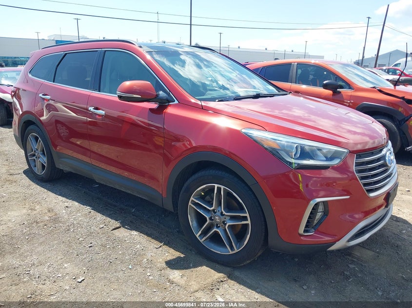 2018 Hyundai Santa fe VIN KM8SRDHF1JU284291 IAAI salvage auction — LEFT FRONT, Salvage Title, sold $3,475 on 2026-08-01 (photo 1)