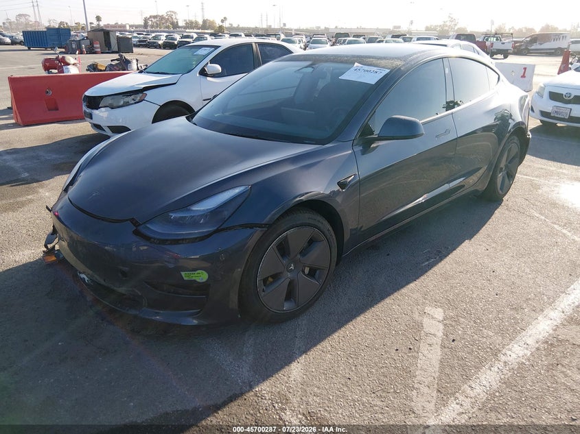 2022 Tesla Model 3 VIN 5YJ3E1EA7NF376659 IAAI salvage auction — FRONT END, Salvage Title, sold $5,250 on 2026-08-28 (photo 2)