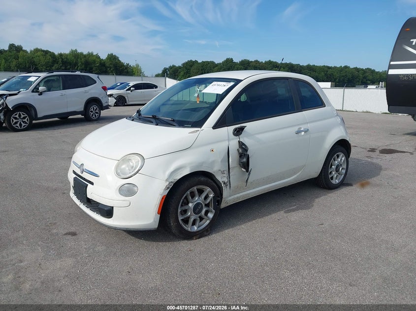2013 Fiat 500 VIN 3C3CFFAR6DT553258 IAAI salvage auction — LEFT FRONT, Salvage (Indiana), sold $225 on 2026-08-15 (photo 2)
