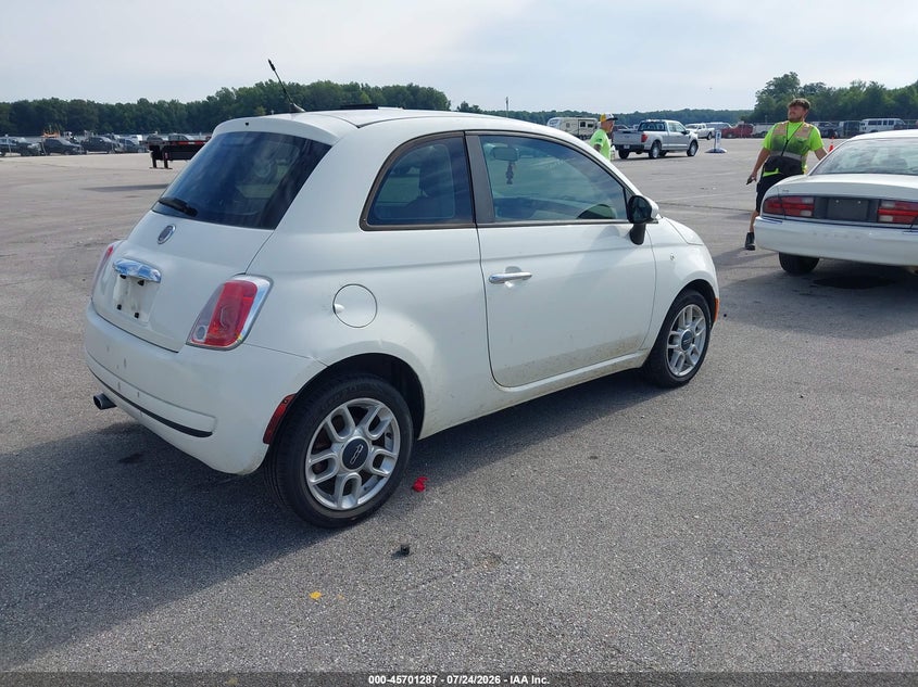2013 Fiat 500 VIN 3C3CFFAR6DT553258 IAAI salvage auction — LEFT FRONT, Salvage (Indiana), sold $225 on 2026-08-15 (photo 4)