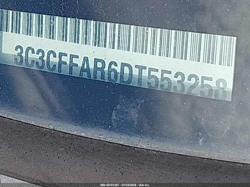 2013 Fiat 500 VIN 3C3CFFAR6DT553258 IAAI salvage auction — LEFT FRONT, Salvage (Indiana), sold $225 on 2026-08-15 (photo 9)