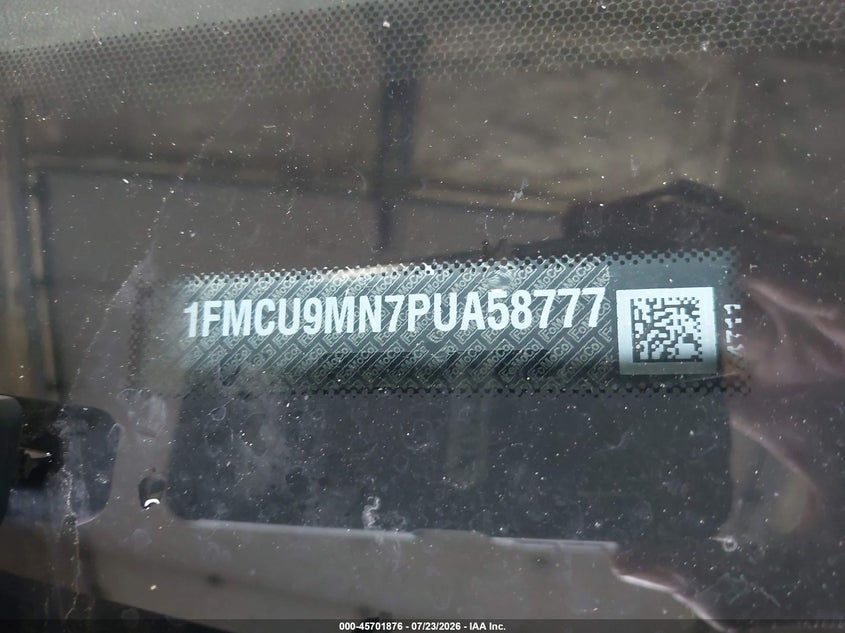 2023 Ford Escape VIN 1FMCU9MN7PUA58777 IAAI salvage auction — RIGHT REAR, Enterprise Vehicles Clear Only (Alaska), sold $7,100 on 2026-07-29 (photo 9)