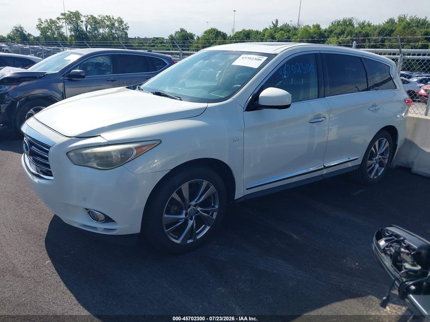 2014 Infiniti Qx60 VIN 5N1AL0MM0EC500783 IAAI salvage auction — NORMAL WEAR, Clear (Tennessee), sold $650 on 2026-09-03 (photo 2)