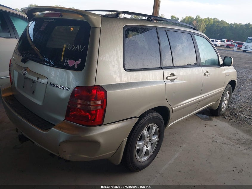 2003 Toyota Highlander VIN JTEGF21A930109167 IAAI salvage auction — NORMAL WEAR, Clear (Georgia), sold $775 on 2026-07-29 (photo 4)