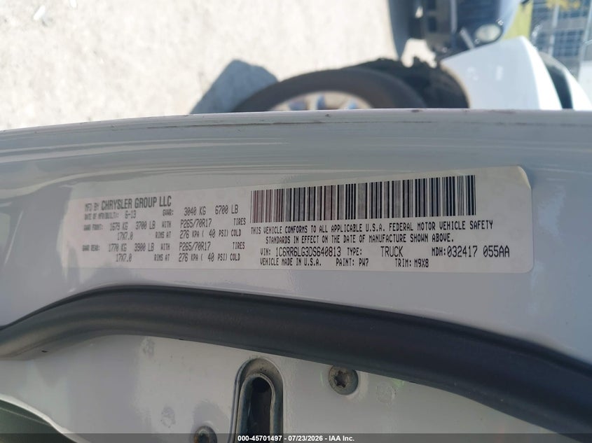 2013 Ram 1500 VIN 1C6RR6LG3DS640813 IAAI salvage auction — FRONT END, Salvage Title, sold $1,950 on 2026-08-12 (photo 9)