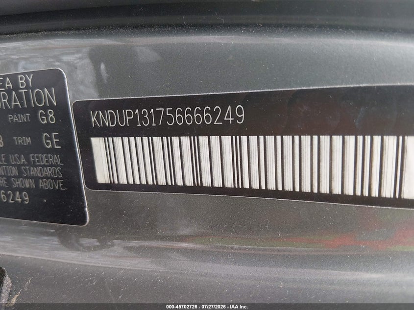 2005 Kia SEDONA VIN KNDUP131756666249 IAAI salvage auction — NORMAL WEAR, Clear (Georgia), sold $450 on 2026-07-31 (photo 9)