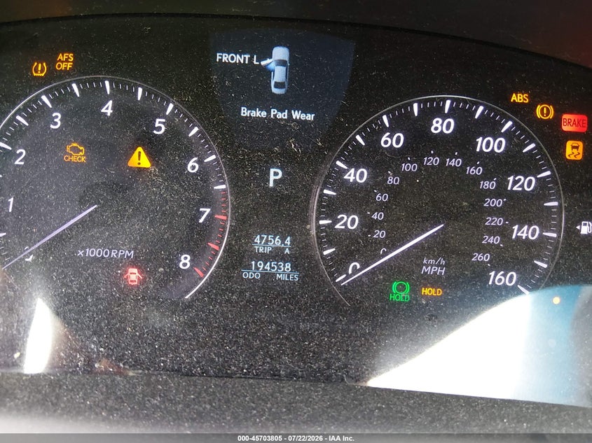 2010 Lexus Ls 460 VIN JTHDL5EF1A5002300 IAAI salvage auction — REAR END, Clear (Minnesota), sold $25 on 2026-07-29 (photo 7)