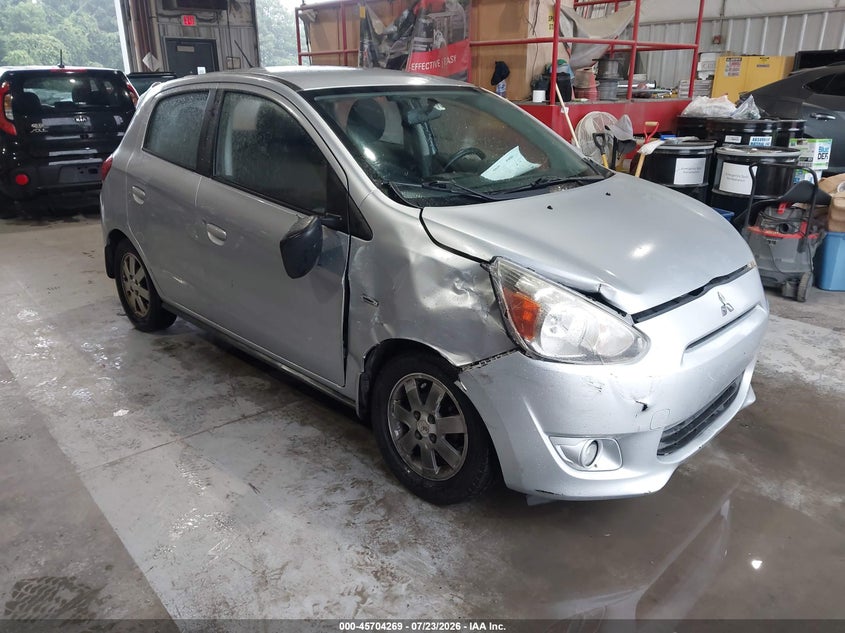 2015 Mitsubishi Mirage VIN ML32A4HJ7FH038185 IAAI salvage auction — RIGHT FRONT, Wait Title, sold $550 on 2026-08-19 (photo 1)