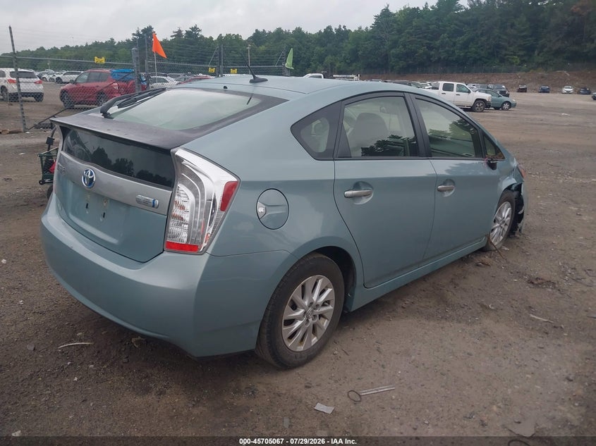 2012 Toyota Prius plug-in VIN JTDKN3DP8C3021362 IAAI salvage auction — RIGHT FRONT, Clear (Massachusetts), sold $50 on 2026-07-31 (photo 4)