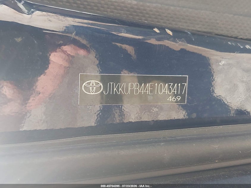 2014 Scion Xd VIN JTKKUPB44E1043417 IAAI salvage auction — NORMAL WEAR, Clear (Oklahoma), sold $925 on 2026-08-29 (photo 9)