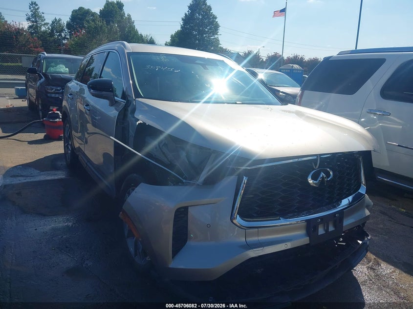 2025 Infiniti Qx60 VIN 5N1AL1FS9SC359452 IAAI salvage auction — FRONT & REAR, Salvage Title, sold $8,000 on 2026-08-31 (photo 1)