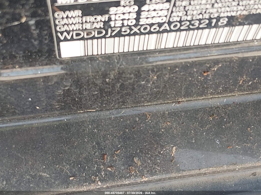 2006 Mercedes-benz Cls-class VIN WDDDJ75X06A023218 IAAI salvage auction — REPOSSESSION, Nrc Lienholder Repossession Paperwork (Texas), sold $275 on 2026-08-21 (photo 9)