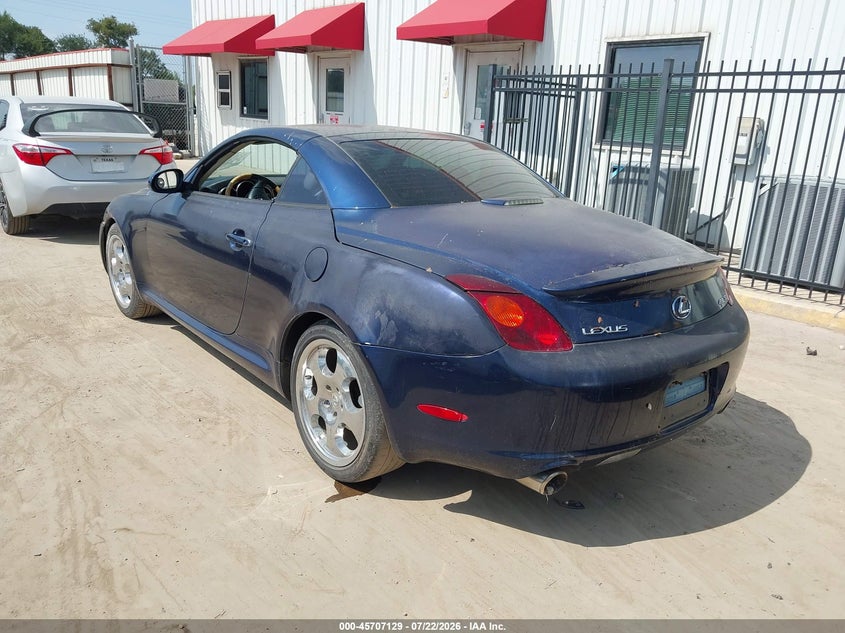 2002 Lexus Sc 430 VIN JTHFN48Y520012966 IAAI salvage auction — HAIL, Original (Texas), sold $225 on 2026-07-28 (photo 3)