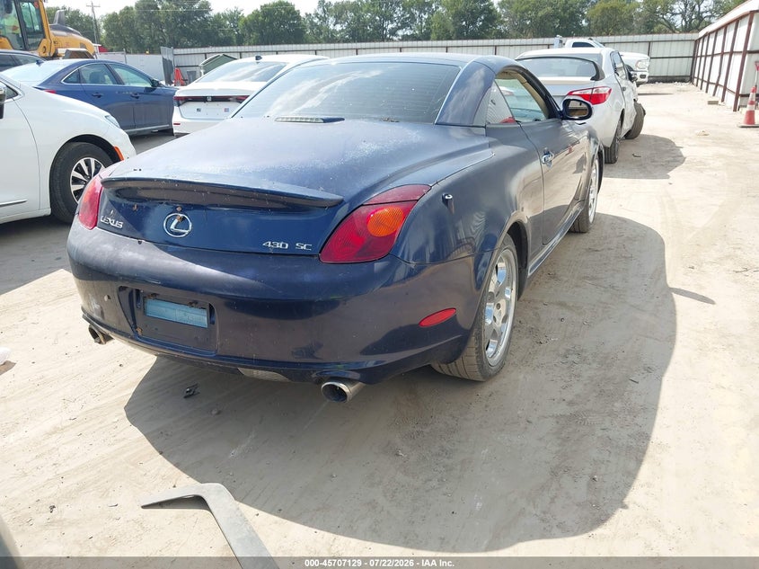 2002 Lexus Sc 430 VIN JTHFN48Y520012966 IAAI salvage auction — HAIL, Original (Texas), sold $225 on 2026-07-28 (photo 4)