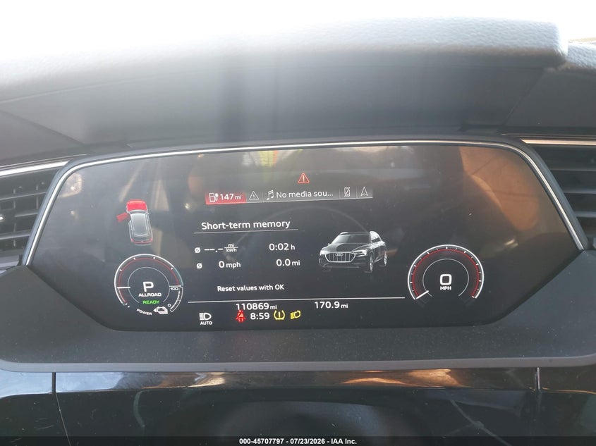 2021 Audi E-tron VIN WA1AAAGE1MB010971 IAAI salvage auction — FRONT END, Wait Title, sold $8,675 on 2026-08-13 (photo 7)