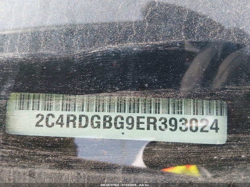 2014 Dodge Caravan VIN 2C4RDGBG9ER393024 IAAI salvage auction — NORMAL WEAR, Original (Texas), sold $475 on 2026-08-20 (photo 9)