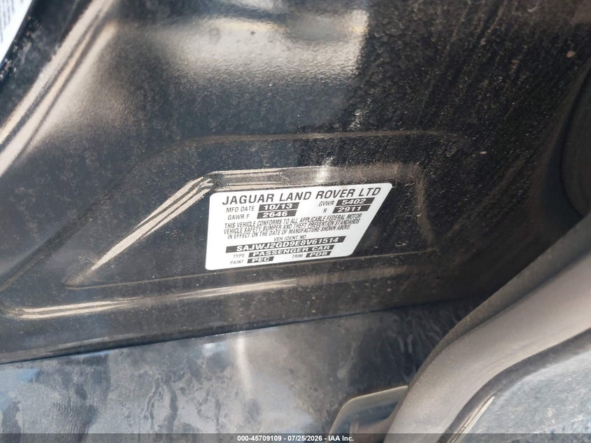 2014 Jaguar Xj VIN SAJWJ2GD9E8V61514 IAAI salvage auction — MECHANICAL, Salvage Title, sold $450 on 2026-09-08 (photo 9)