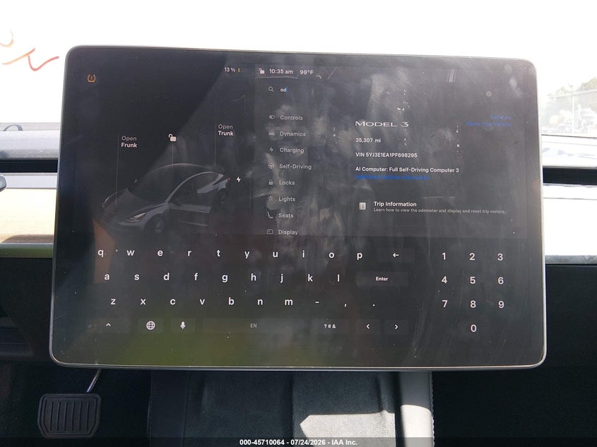 2023 Tesla Model 3 VIN 5YJ3E1EA1PF698295 IAAI salvage auction — FRONT END, Salvage (Mississippi), sold $8,950 on 2026-09-02 (photo 7)