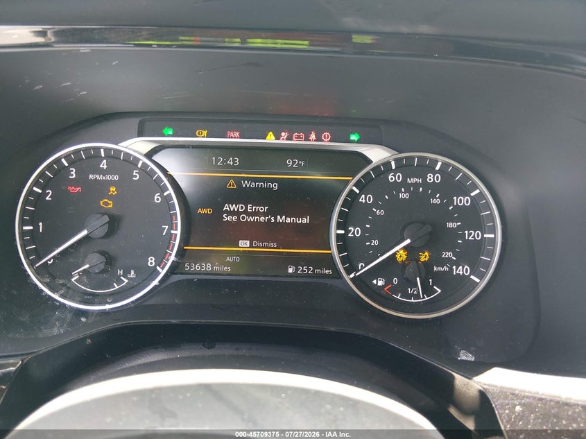 2022 Nissan Pathfinder VIN 5N1DR3CD7NC200091 IAAI salvage auction — FRONT END, Wait Title, sold $8,400 on 2026-08-23 (photo 7)