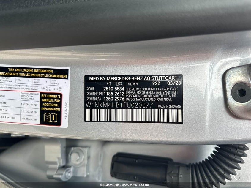 2023 Mercedes-benz Glc class VIN W1NKM4HB1PU020277 IAAI salvage auction — NORMAL WEAR, Salvage Title, sold $25 on 2026-07-29 (photo 9)