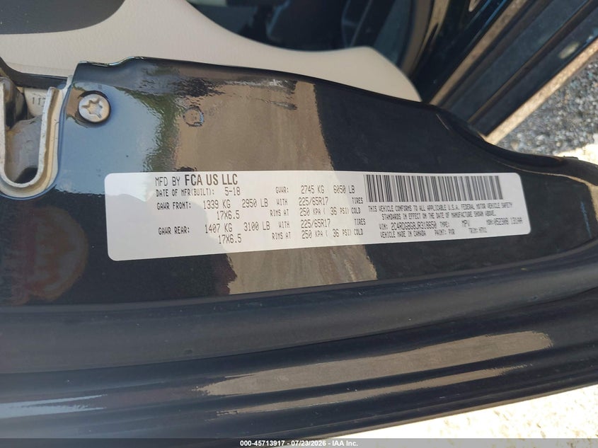 2018 Dodge Grand caravan VIN 2C4RDGBG8JR318650 IAAI salvage auction — NORMAL WEAR, SF97 (Ohio), sold $13,500 on 2026-09-15 (photo 9)