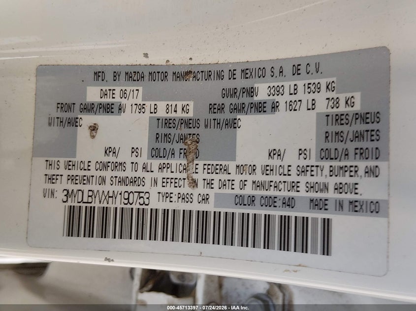 2017 Toyota Yaris VIN 3MYDLBYVXHY190753 IAAI salvage auction — RIGHT FRONT, Bill Of Sale (Washington), sold $2,500 on 2026-08-08 (photo 9)