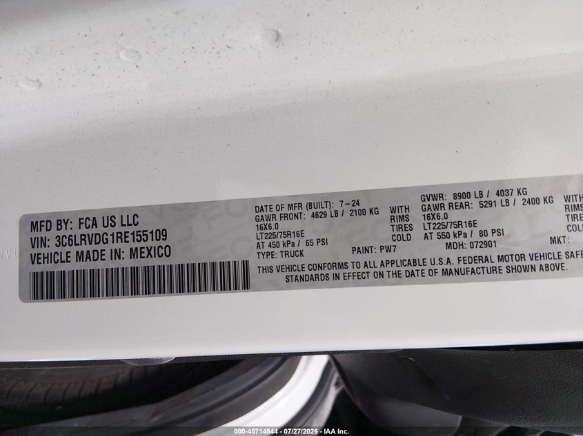 2024 Ram Promaster city VIN 3C6LRVDG1RE155109 IAAI salvage auction — SIDE, Salvage (Ohio), sold $14,500 on 2026-08-01 (photo 9)
