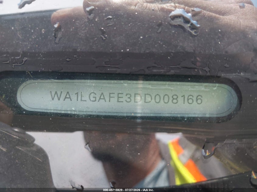 2013 Audi Q7 VIN WA1LGAFE3DD008166 IAAI salvage auction — SIDE, Wait Title, sold $1,000 on 2026-08-21 (photo 9)