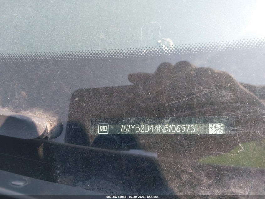 2022 Chevrolet Corvette VIN 1G1YB2D44N5106573 IAAI salvage auction — REPOSSESSION, Salvage Title, sold $41,000 on 2026-09-09 (photo 9)