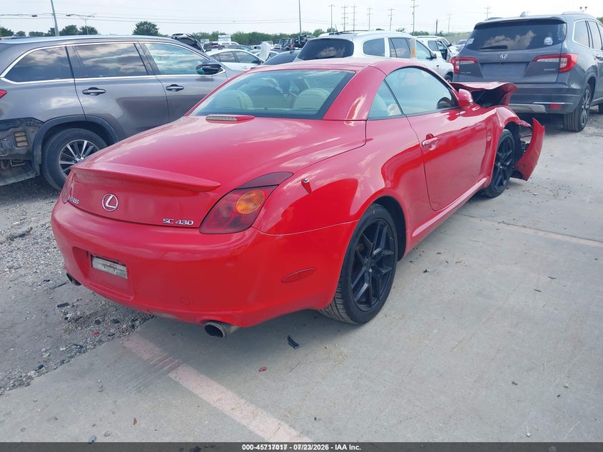 2002 Lexus Sc 430 VIN JTHFN48Y920026546 IAAI salvage auction — FRONT END, Salvage (Texas), sold $25 on 2026-07-29 (photo 4)