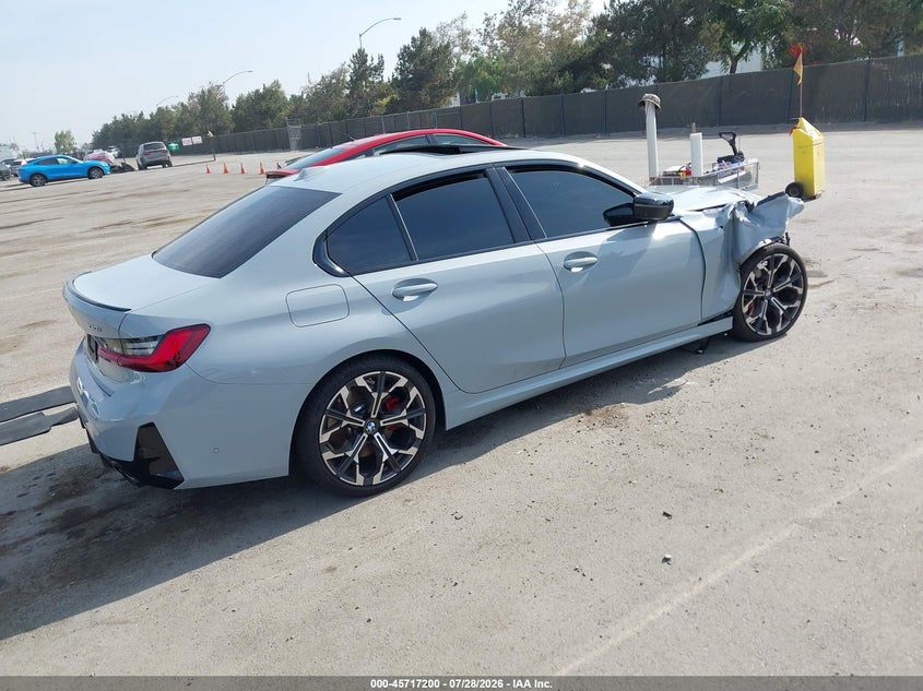 2025 BMW 3er VIN 3MW69CW08S8F53624 IAAI salvage auction — RIGHT FRONT, Salvage (California), sold $19,250 on 2026-08-31 (photo 4)