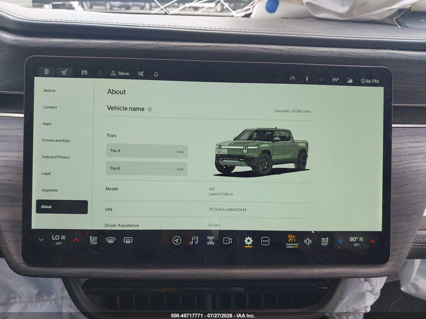 2022 Rivian R1t VIN 7FCTGAAL6NN002444 IAAI salvage auction — FRONT END, Salvage Title, sold $9,075 on 2026-09-17 (photo 7)
