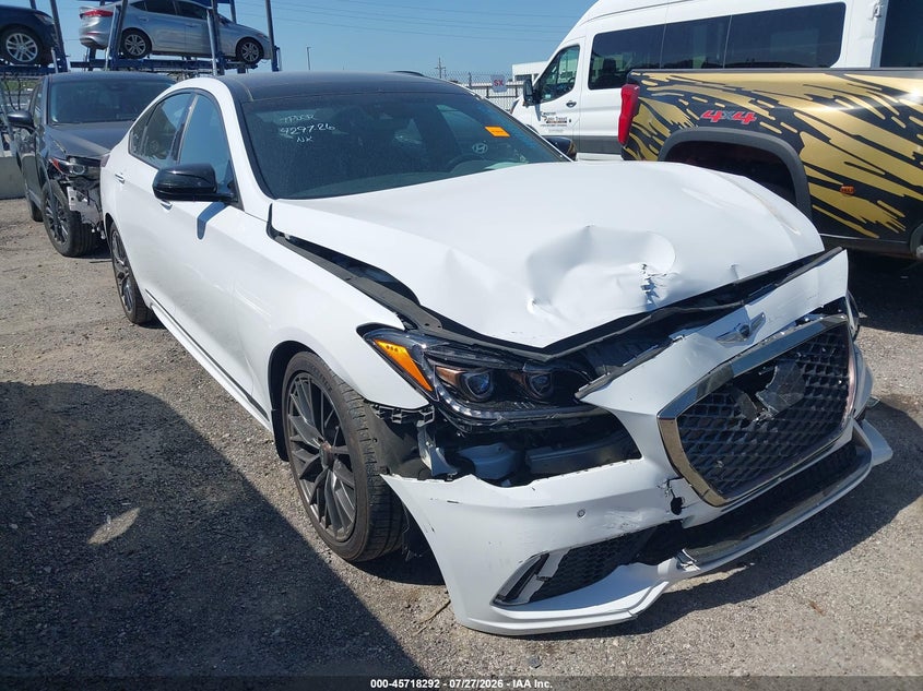 2018 Genesis G80 VIN KMHGN4JB2JU245072 IAAI salvage auction — FRONT END, Wait Title, sold $3,125 on 2026-09-15 (photo 1)