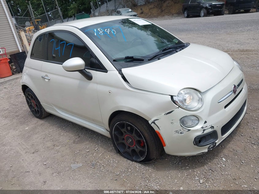 2015 Fiat 500 VIN 3C3CFFBR9FT601840 IAAI salvage auction — FRONT & REAR, Salvage Title, sold $500 on 2026-09-09 (photo 1)