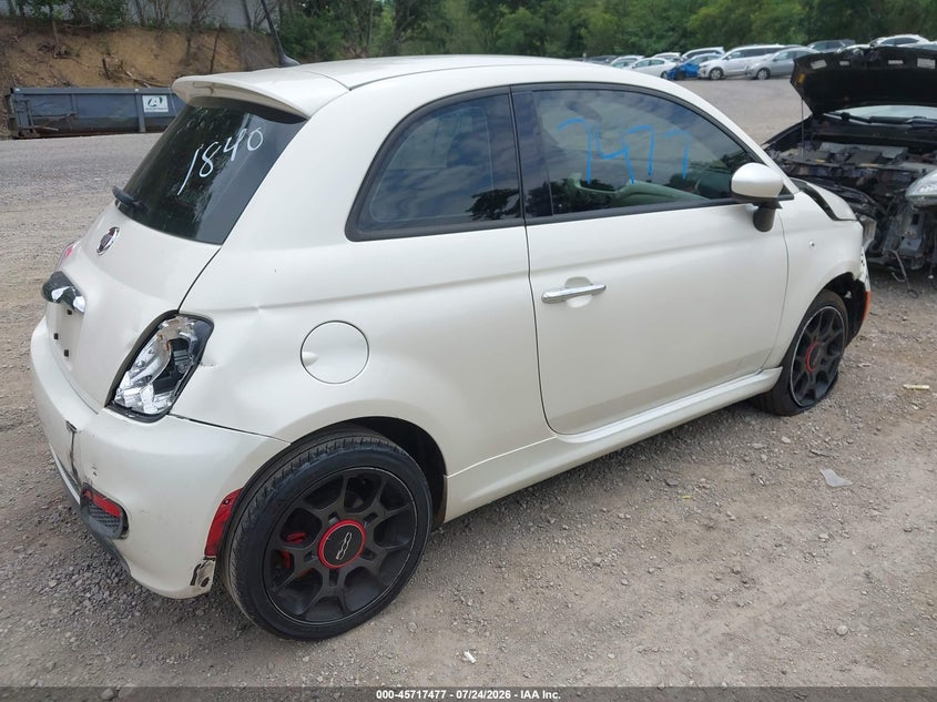 2015 Fiat 500 VIN 3C3CFFBR9FT601840 IAAI salvage auction — FRONT & REAR, Salvage Title, sold $500 on 2026-09-09 (photo 4)