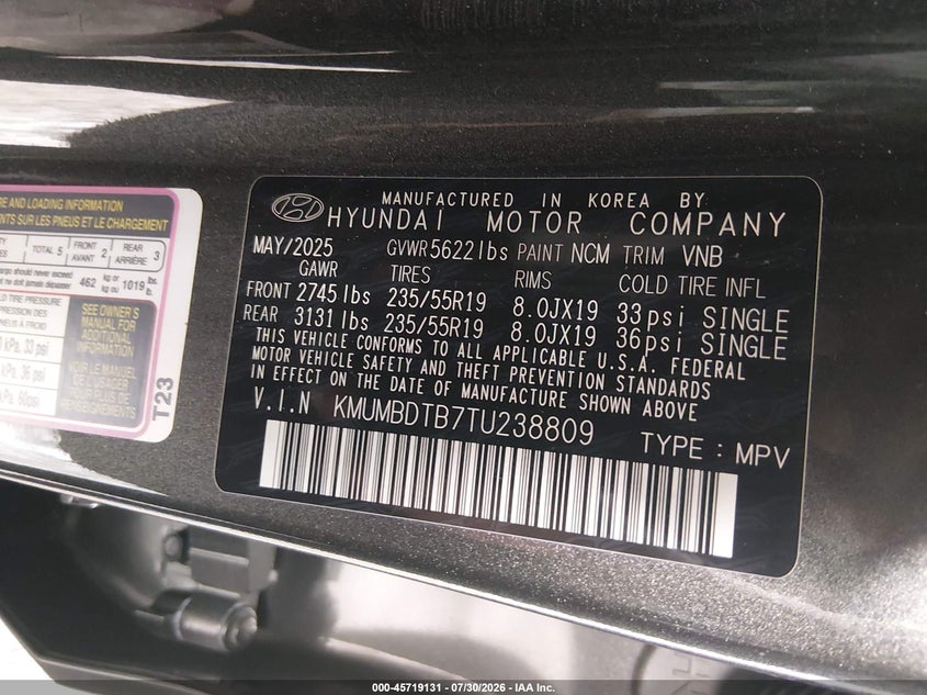 2026 Genesis Gv70 VIN KMUMBDTB7TU238809 IAAI salvage auction — FRONT END, Salvage Title, sold $12,875 on 2026-09-28 (photo 9)
