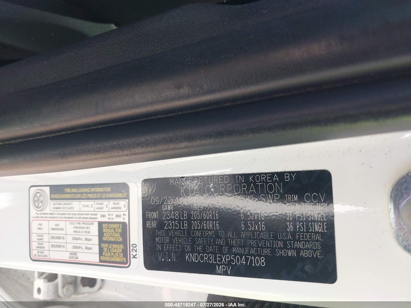 2023 Kia Niro VIN KNDCR3LEXP5047108 IAAI salvage auction — NORMAL WEAR, Original (Texas), sold $7,650 on 2026-08-21 (photo 9)