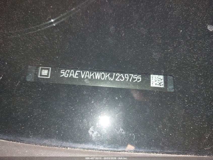 2019 Buick Enclave VIN 5GAEVAKW0KJ239755 IAAI salvage auction — STORM DAMAGE, Clear (Michigan), sold $5,700 on 2026-08-20 (photo 9)