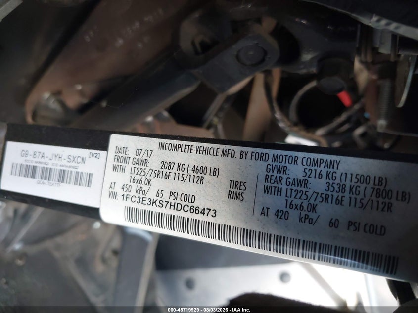 2017 Ford E-350 VIN 1FC3E3KS7HDC66473 IAAI salvage auction — NORMAL WEAR, SF97 (California), sold $7,300 on 2026-09-10 (photo 9)