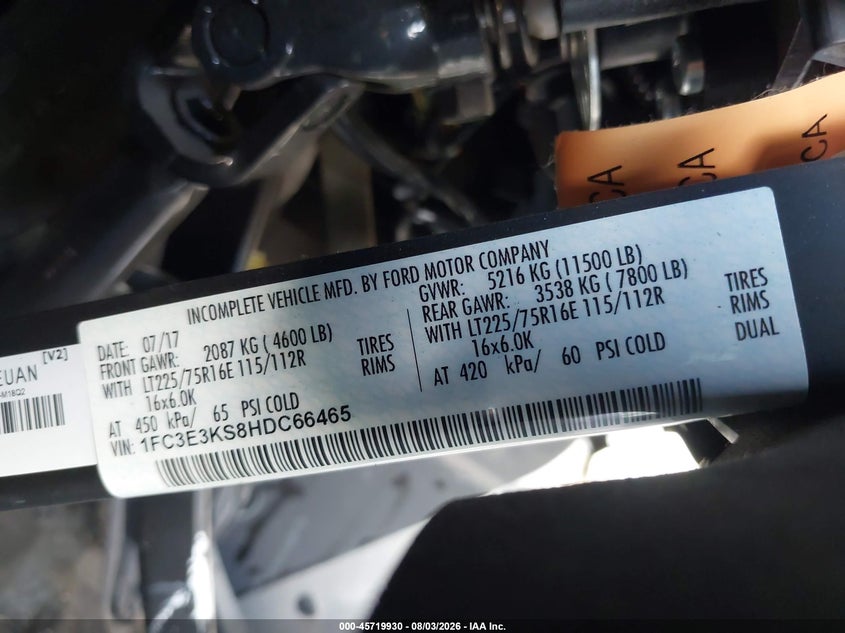 2017 Ford E-350 VIN 1FC3E3KS8HDC66465 IAAI salvage auction — NORMAL WEAR, SF97 (California), sold $12,650 on 2026-08-25 (photo 9)
