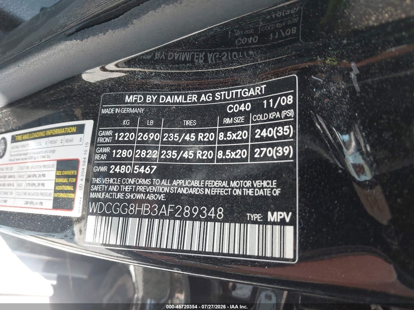 2010 Mercedes-benz Glk-class VIN WDCGG8HB3AF289348 IAAI salvage auction — NORMAL WEAR, Clear (Georgia), sold $1,875 on 2026-08-11 (photo 9)