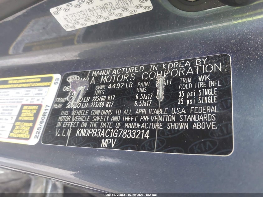 2016 Kia Sportage VIN KNDPB3AC1G7833214 IAAI salvage auction — FRONT END, Clear (Massachusetts), sold $1,250 on 2026-08-02 (photo 8)
