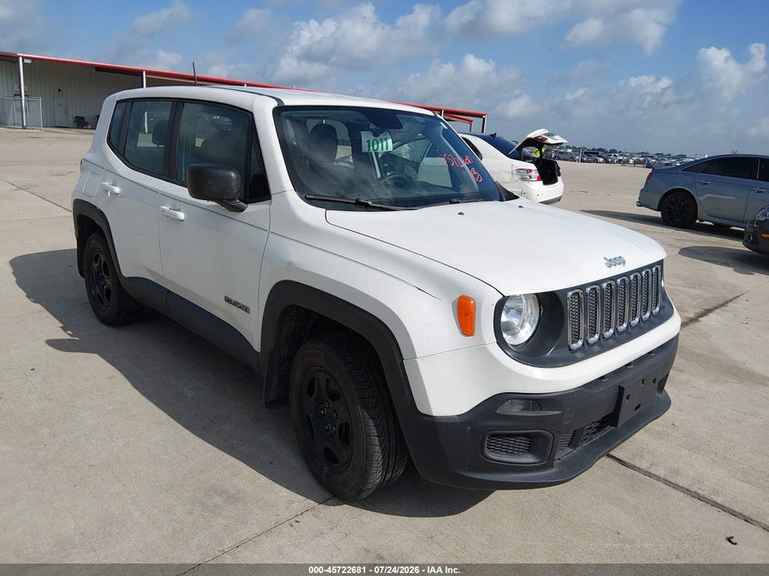 2018 Jeep Renegade VIN ZACCJBAB4JPJ57237 IAAI salvage auction — MECHANICAL, Clear (Delaware), sold $1,250 on 2026-07-31 (photo 1)