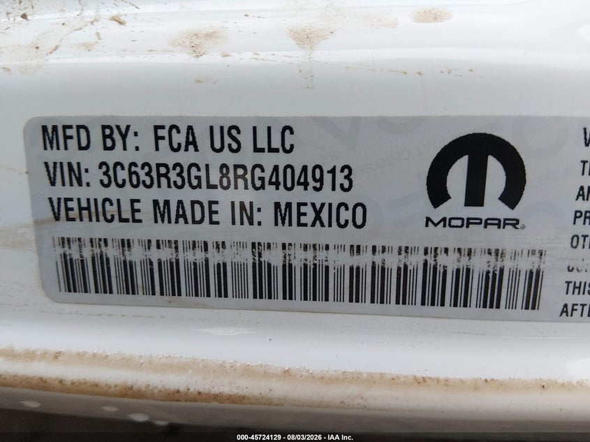 2024 Ram 3500 VIN 3C63R3GL8RG404913 IAAI salvage auction — WATER/FLOOD, Non-Repairable Certificate (West Virginia), sold $8,100 on 2026-10-03 (photo 9)