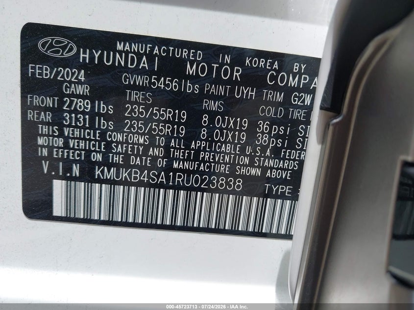 2024 Genesis Gv60 VIN KMUKB4SA1RU023838 IAAI salvage auction — FRONT END, Wait Title, sold $10,200 on 2026-10-15 (photo 9)